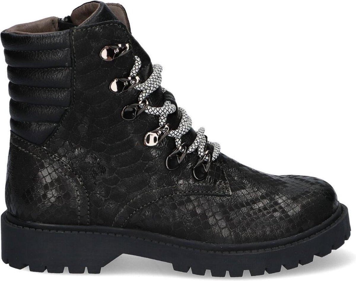 Braqeez 420772-989 Meisjes Biker Boots - Zwart/Print - Leer - Ritssluiting  | bol.com