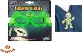 Halloween set - Groene Bril met lichtjes - Glow Skeleton -  Hanger -  Skelet - Bril
