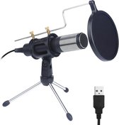 Microfoon - Tafelmicrofoon - Condensor - Pop filter - Standaard - USB - Zwart