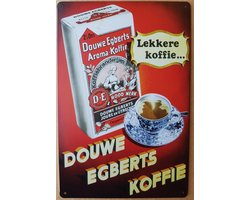Douwe Egberts Koffie Reclamebord van metaal METALEN-WANDBORD - MUURPLAAT - VINTAGE - RETRO - HORECA- BORD-WANDDECORATIE -TEKSTBORD - DECORATIEBORD - RECLAMEPLAAT - WANDPLAAT - NOSTALGIE -CAFE- BAR -MANCAVE- KROEG- MAN CAVE