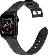 Fungus - Smartwatch bandje - Geschikt voor Apple Watch 38 / 40 / 41 mm - Series 1 2 3 4 5 6 7 8 9 SE iWatch - Siliconen - PU leer - Zwart