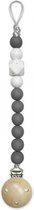 Chewies & More speenkoord Silicone Beads - donkergrijs / wit gritt