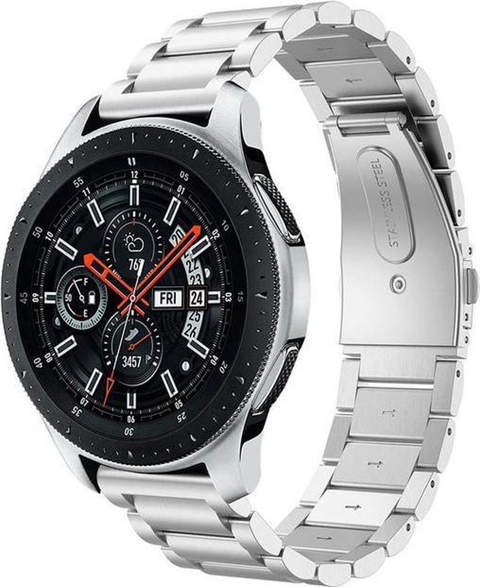 Fungus - Smartwatch bandje - Geschikt voor Samsung Galaxy Watch 3 41mm, Active 2 - Horloge 20mm - Metaal - Schakel - Zilver