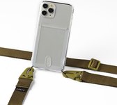 Samsung S10 plus silicone hoesje transparant met verticale brede band groen