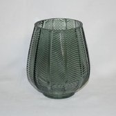 Kaarshouder / vaas, groen glas, 15 x Ø 12.5 cm