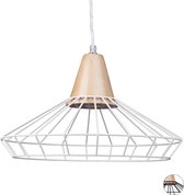 Relaxdays hanglamp draad - plafondlamp metaal - 1-lichts - retro lamp - hangende lamp - wit