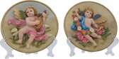 Engel beeldje op bord hangend en staand – set van 2 engelbeeldjes decoratie 14 cm polyresin | GerichteKeuze