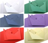 Neerzet  Kaarten Set Vierkantjes - 40 Stuks en 40 Enveloppen - 6 Kleuren - Maak wenskaarten voor elke gelegenheid