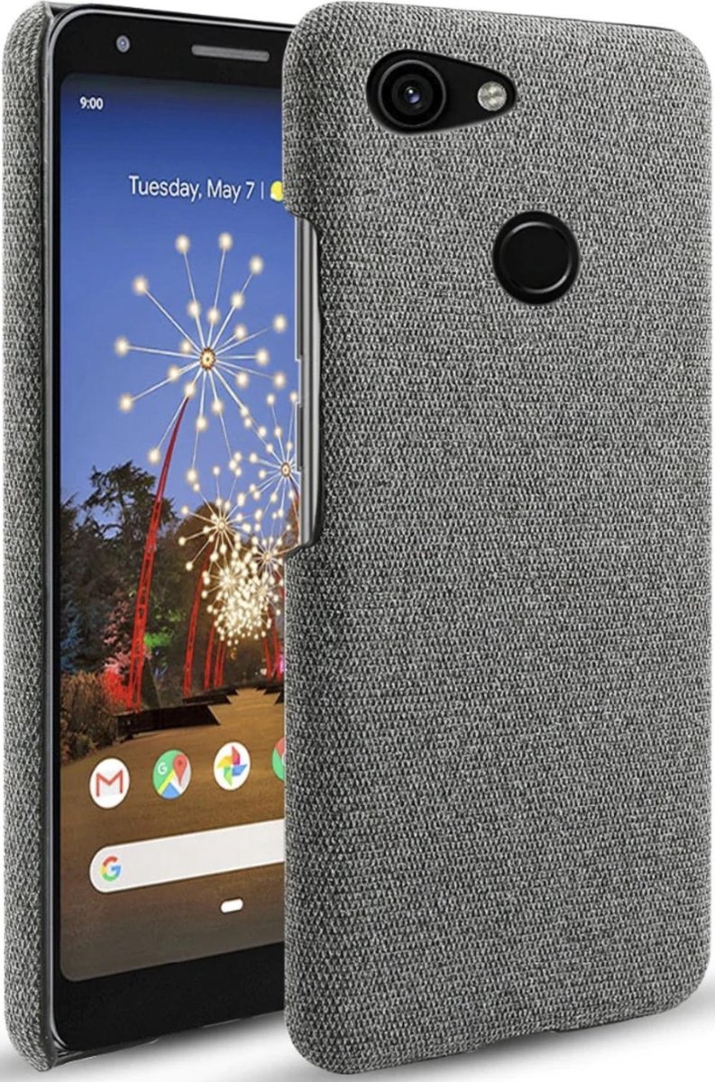 Google Pixel 3a Backcover - Grijs - Stof textuur canvas