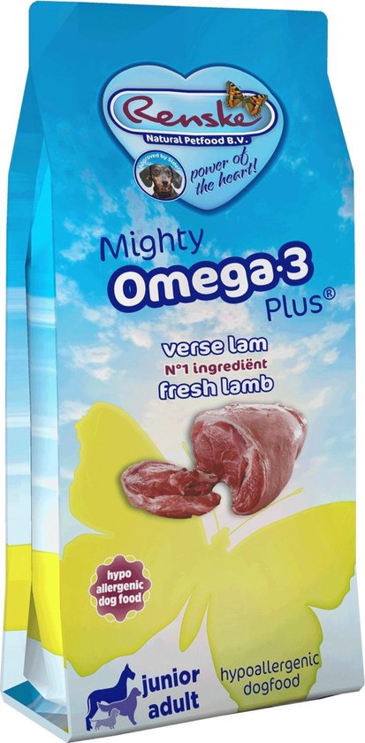 Renske - Mighty Omega Plus Junior Adult Lam Rijst Hondenvoer 15 kg