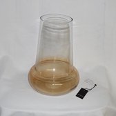 Vaas in 2 kleurig glas (helder/licht bruin), 35 x Ø 25 cm (opening Ø 14 cm)