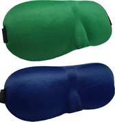 3D Slaapmaskers Donker Blauw & Groen- Thuis - Slaapmasker - Verduisterend - Onderweg - Vliegtuig - Festival - Slaapcomfort - oDaani