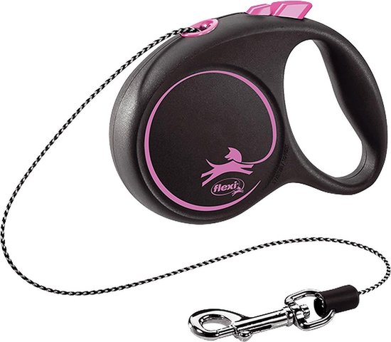 Hondenriem - looplijn - FLEXI rollijn BLACK DESIGN Koord - XS - rose - 3 meter