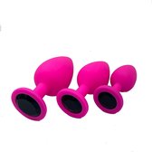 Silliconen Buttplug Set 3 delig - Anal Plug Set voor Mannen en Vrouwen - Roze met Zwarte steen - Power Escorts