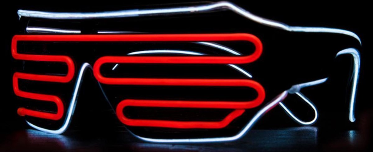 LED Bril Shutter - Rood Wit - Lichtgevende Bril - Feestbril - Partybril - Festival Bril