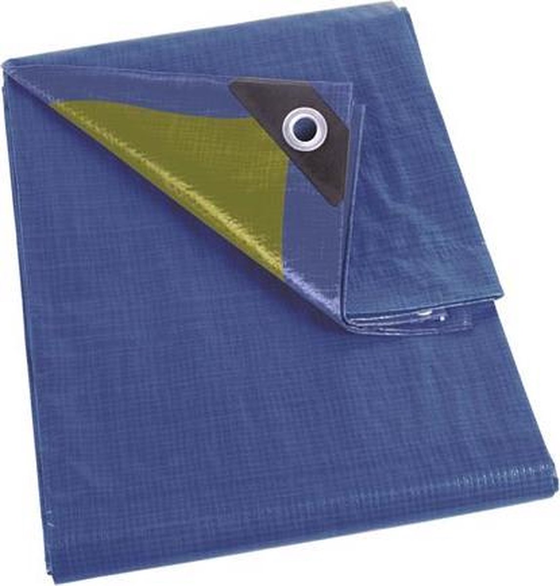 Perel Dekzeil, sterk, 18 ringen, versterkte hoeken, rechthoekig, blauw/groen, 110 g/m², 3 x 6 m