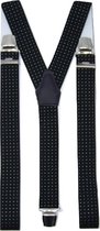 Bretel Zwart/Witte Stip met brede extra sterke stevige Clips