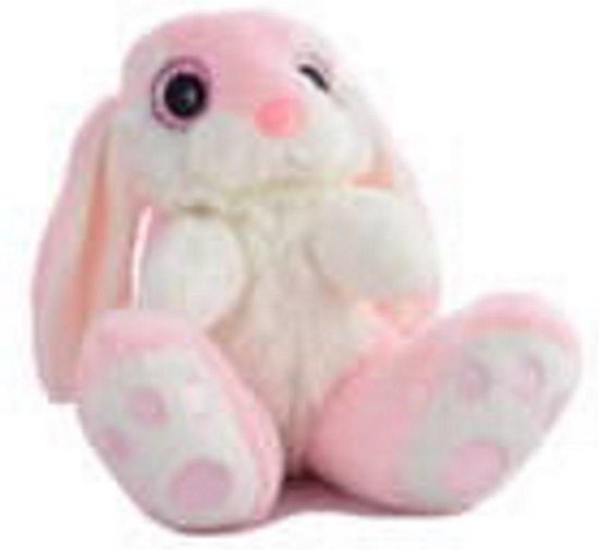 Grazen stropdas US dollar Roze knuffel pluche konijn met glitter ogen 22cm hoog - ty | bol.com