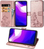 Voor Xiaomi Mi 10 Lite 5G Lucky Clover Pressed Flowers Pattern Leather Case met houder & kaartsleuven & portemonnee & draagriem (rose goud)