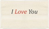 Handdoek - ILoveyou - 100x50cm - Creme