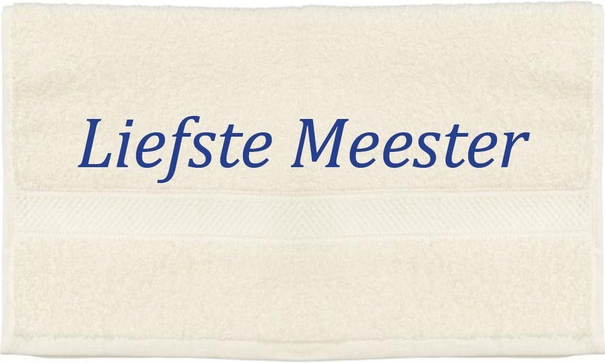 Handdoek - Liefste Meester - 100x50cm - Creme
