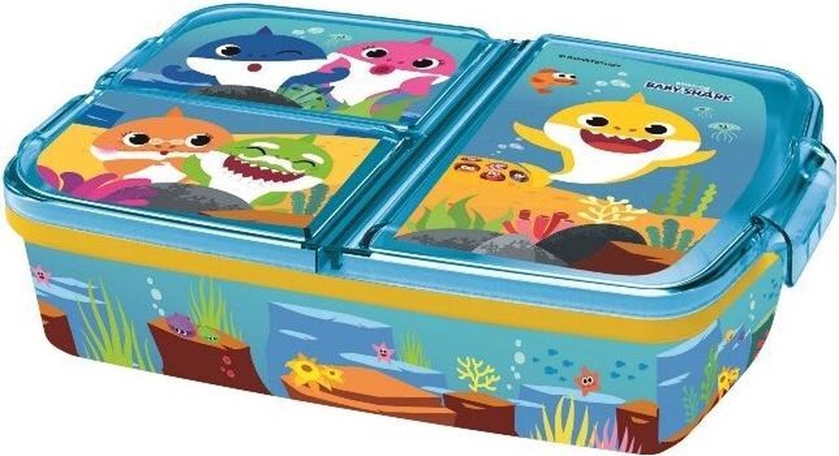 grafisch ontwerp Maak een sneeuwpop Baby Shark snackbox - broodtrommel 3 vakjes | bol.com