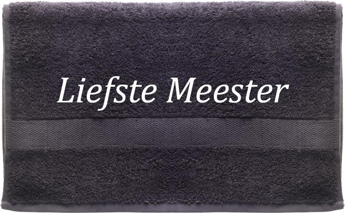 Handdoek - Liefste Meester - 100x50cm - Grijs