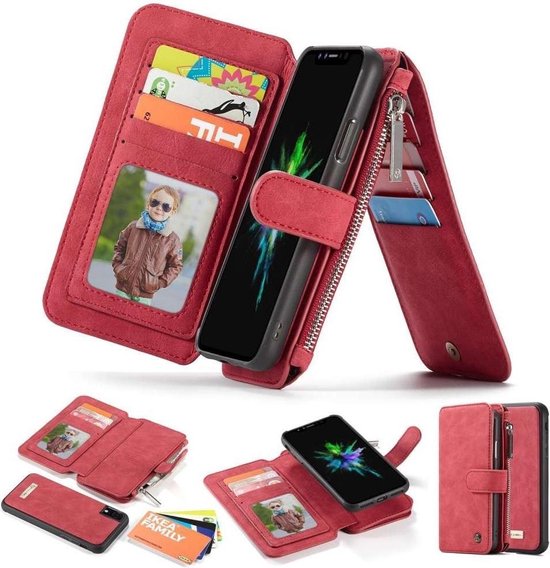 CASEME Apple iPhone Xr Retro Removable Wallet Case Rood bol