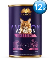Avalon Petfood – Kattenvoer Natvoer – Lam & Kalkoen – 12 blikken x 410 gram