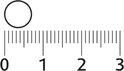 Een ringvormige capsule met een diameter van minder dan 1 cm, gemeten op een liniaal.
