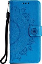 Bloem blauw agenda book case hoesje Huawei Y6p