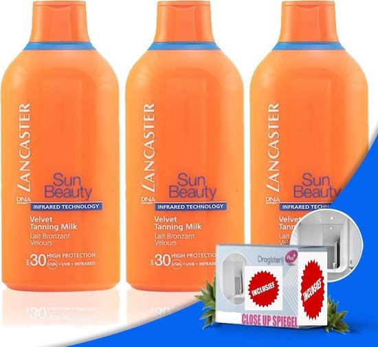 Desillusie Slaapkamer Dusver Lancaster Sun Beauty Velvet Tanning Milk Zonnebrandcrème SPF 30 - 3X 400ml  + Make-Up... | bol.com