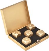 5x Premium Gouden Dobbelstenen - Whiskey Stenen - Spel Dobbelstenen - Inclusief opbergdoos - Extra Luxe Dobbelstenen
