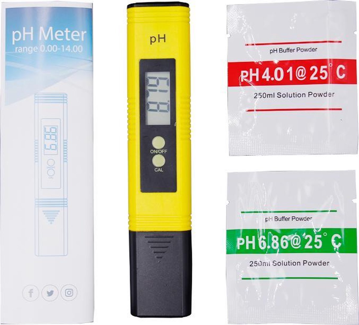 Digitale pH meter 2 zakjes kalibratiepoeder PH meter zwembad
