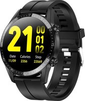 Belesy® Link - Smartwatch Dames - Smartwatch Heren - Horloge - Stappenteller - 1.4 inch - Kleurenscherm - Full Touch - Bluetooth Bellen - Siliconen - Zwart