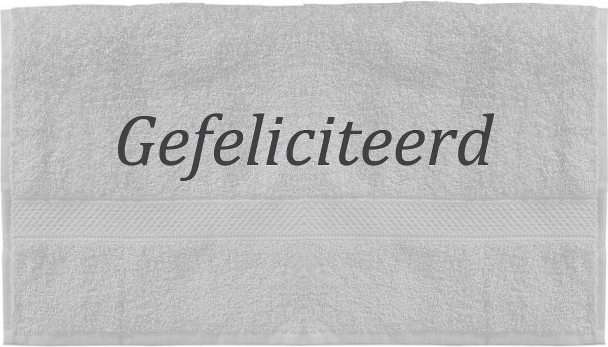 Handdoek - Gefeliciteerd - 100x50cm - Wit
