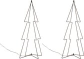 2x stuks verlichte figuren 3D kerstbomen / lichtbomen 72 cm voor buiten - Decoratieboom/3D boom met verlichting