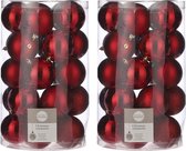 Onbreekbare kunststof kerstballen rood pakket 50-delig - Rode kerstballen 8 cm - Kerstboomversiering