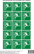 Pictogram sticker E016 Noodvenster met vluchtladder links - 50x50mm 15 stickers op 1 vel
