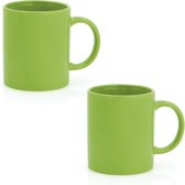 8x Drinkbeker/mok groen 370 ml - Keramiek - Groene mokken/bekers voor onbijt en lunch