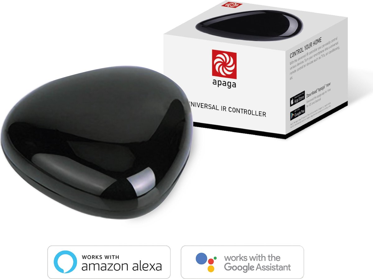 Apaga Universele Afstandsbediening - IR Smart Control - Infrarood Ontvanger - Werkt met Google Home en Amazon Alexa - Bestuur eenvoudig je airco , TV en andere huis apparaten (WiFi) - Apaga