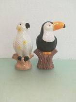 Decoratieve vogels - toekan en papegaai - 2 stuks