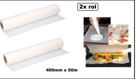 2x Bakpapier op rol 40cm x 50 meter - Bak papier koken stomen oven bakken  grillen | bol.com