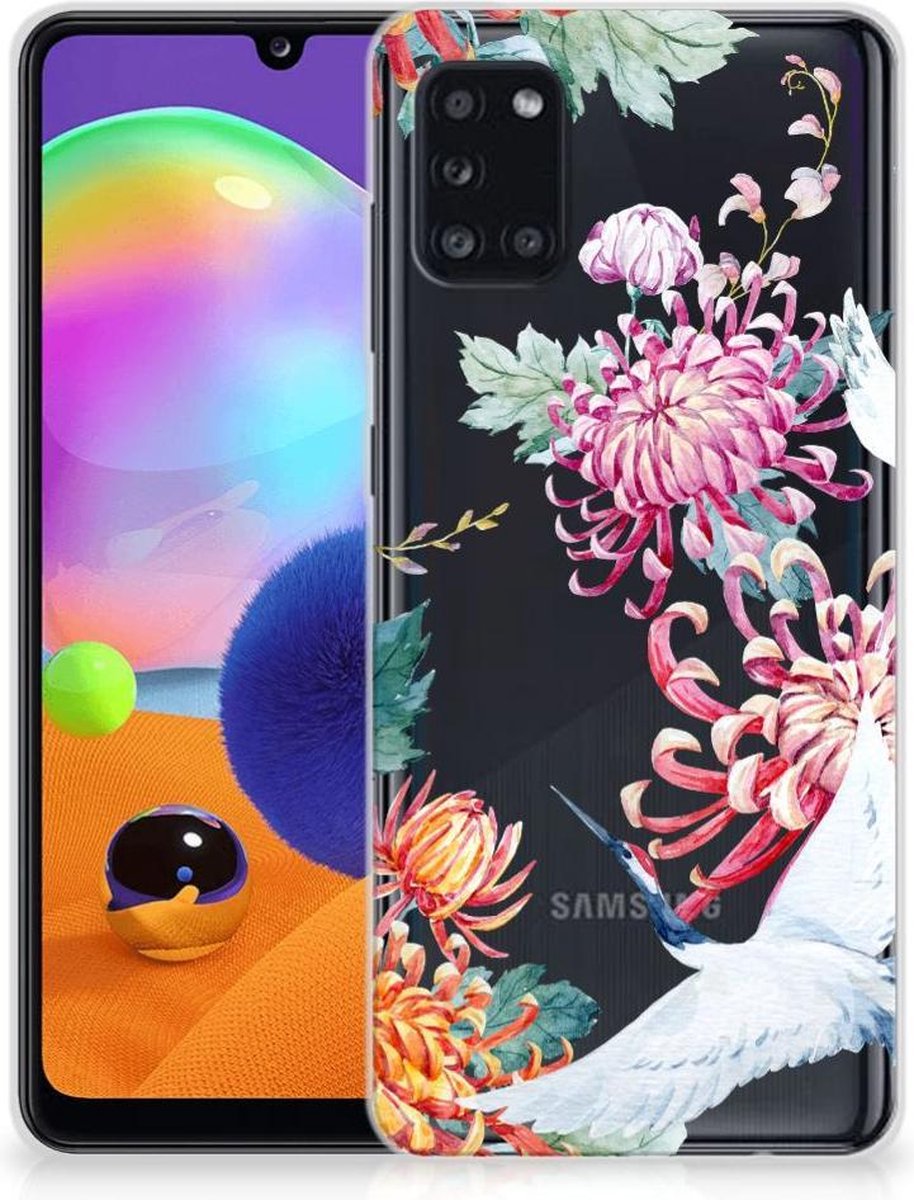 Samsung Galaxy A31 TPU Hoesje Bird Flowers