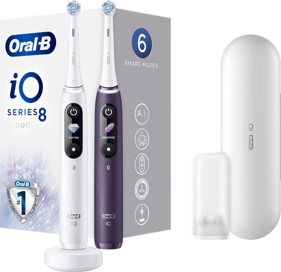 boeket Mew Mew Rijd weg Oral-B iO 8n - Elektrische Tandenborstels Duoverpakking - Wit en Paars |  bol.com