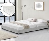 Cadre de lit moderne simili cuir avec matelas 180x200 blanc