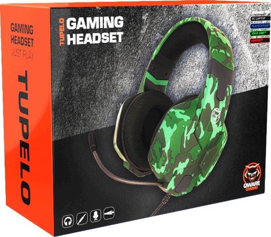 Qware – Gaming – Headset – Tupelo – Camouflage – Geschikt voor Playstation 4 – Playstation 5 – PC – Multi platform – Army – Over-ear