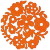Bloemenkrans vilt onderzetters  - Oranje - 6 stuks - ø 9,5 cm - Bloem - Tafeldecoratie - Glas onderzetter - Cadeau - Woondecoratie - Woonkamer - Tafelbescherming - Onderzetters Voo