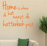 muursticker Home is where de kat - oranje - 50x45cm