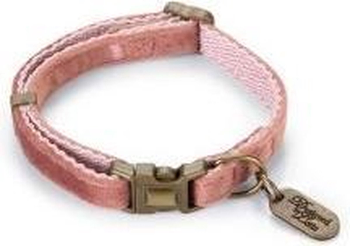Designed by Lotte Kattenhalsband Velura - Velvet - Roze - Fluweel - 20-30 cm